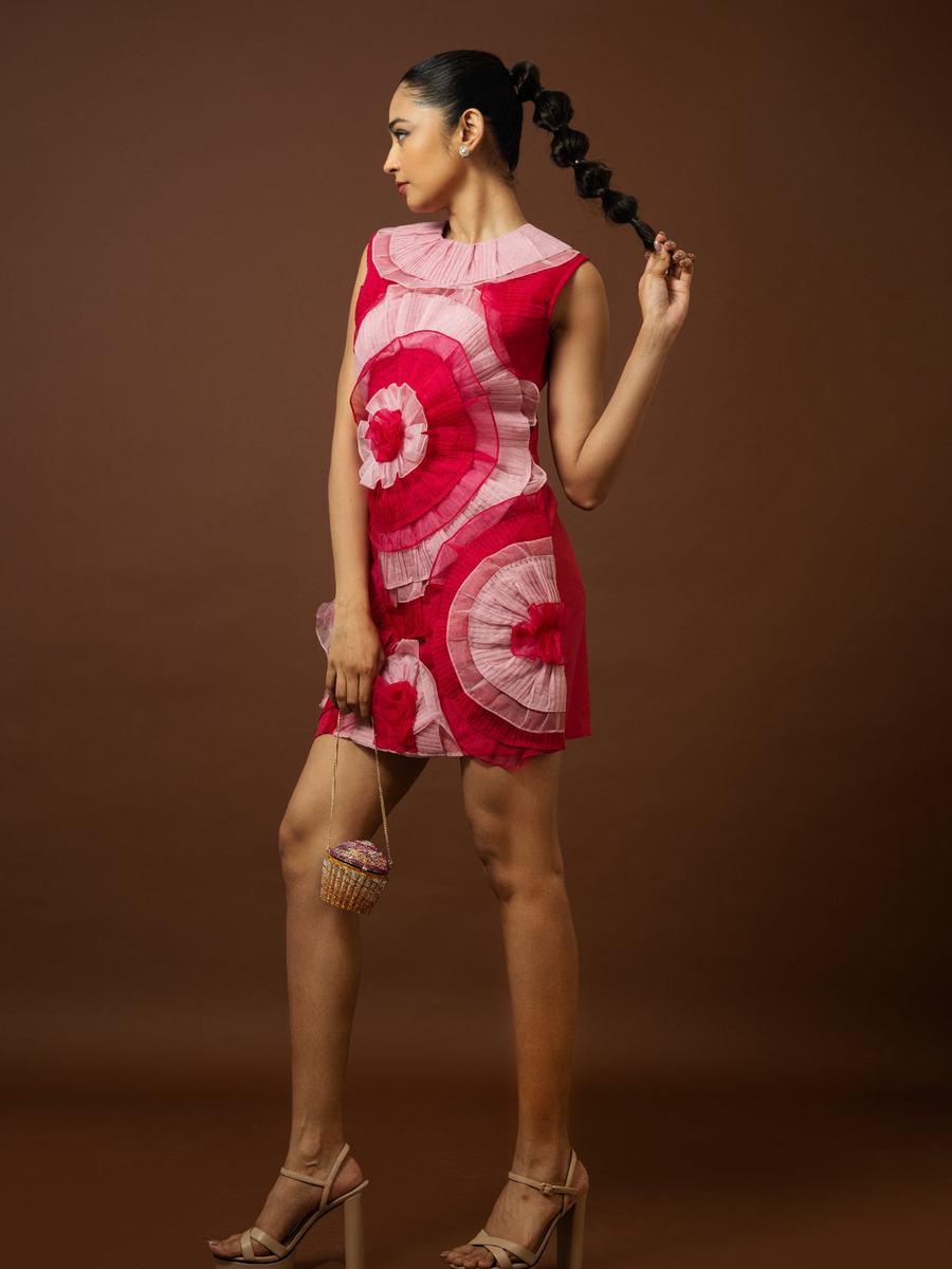 Rosette-print dress