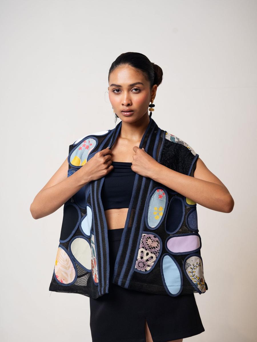 Hand-appliqued waistcoat from the studio